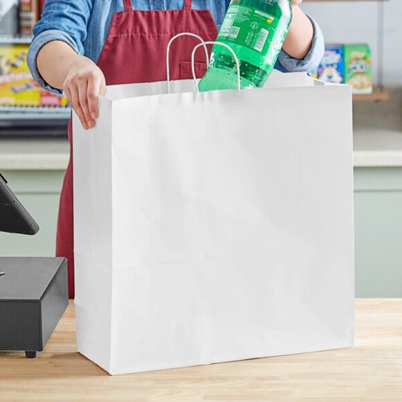 Greenii - 50 White Paper With Handles Kraft 18 * 7 * 19 Party Gift Bags - Picture 5 of 7